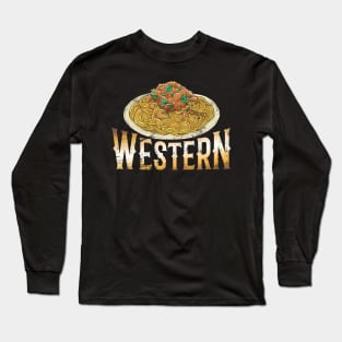 Spaghetti Western Lover Meme Pasta Retro Cowboys Wild West Long Sleeve T-Shirt